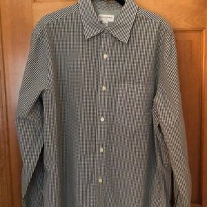 Banana Republic Gingham Check Green Shirt  Large